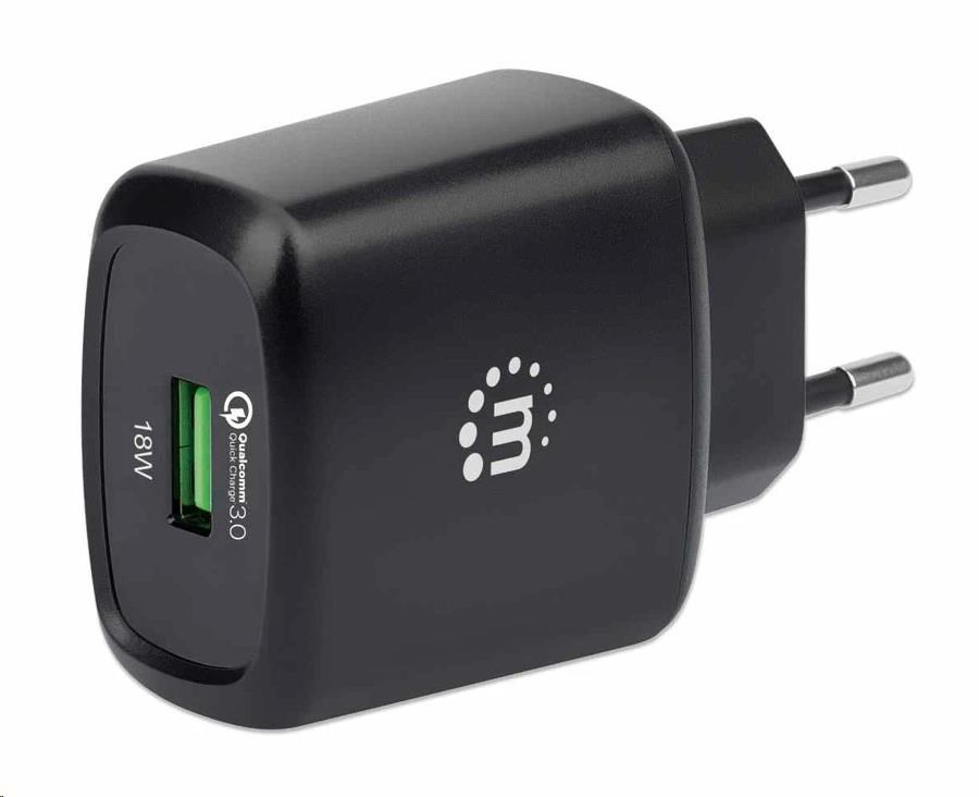 Manhattan nabíječka - 18 W, USB-A, Europlug, černá