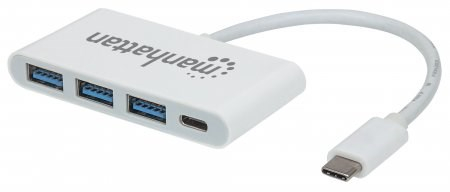 MANHATTAN USB 3.1 Gen 1 Type-C Hub, USB Type-C Male to 3x Type-A Ports Female and One Type-C Power-Delivery Port Female