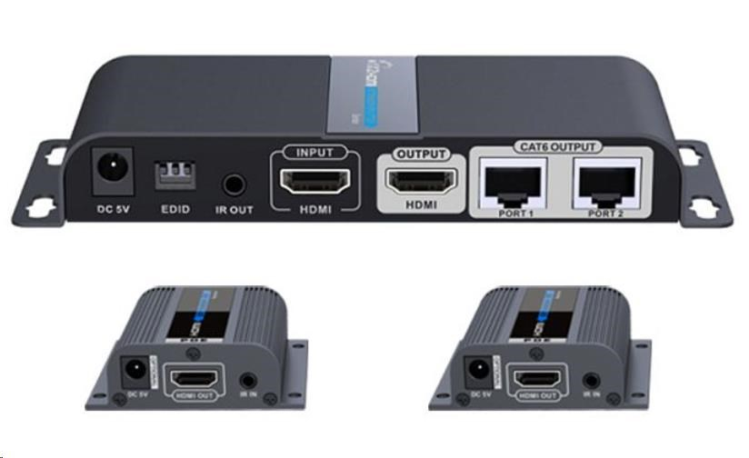 PREMIUMCORD HDMI 1-2 splitter+extender po CAT6/6a/7, FULL HD, 3D