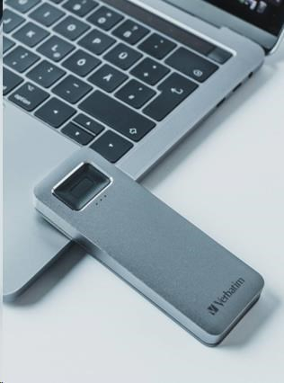 VERBATIM externí SSD 1TB, Executive Fingerprint Secure SSD, USB 3.2 Gen 1/USB-C, (W:356 MB/s, R:344 MB/s), šedá
