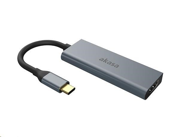 AKASA adaptér 4-In-1 USB Type-C na HDMI 4K@30Hz, USB Type-C a USB-A