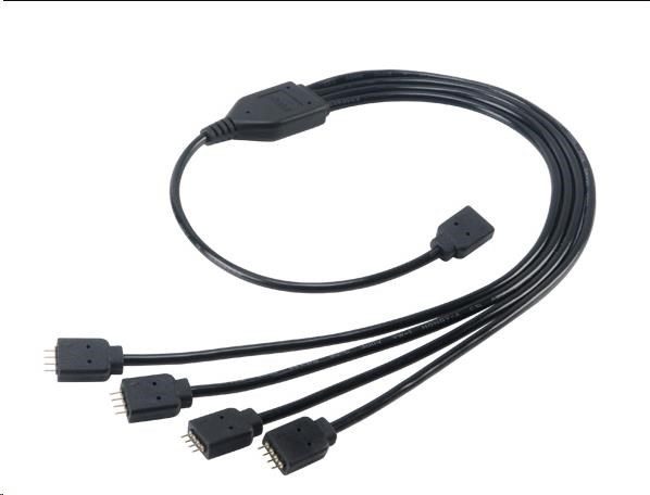 AKASA kabel RGB LED rozdělovací a prodlužovací, 1x female, 4x male, 50 cm
