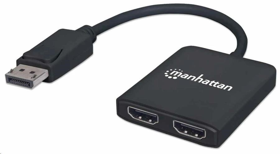 Manhattan rozbočovač, MST hub DisplayPort na Dual HDMI (M/F), černá