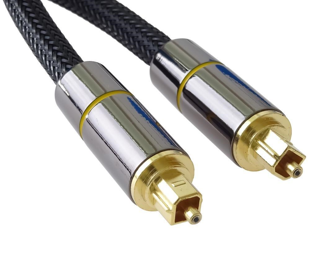PremiumCord optický audio kabel Toslink, OD:7mm, Gold-metal design + Nylon, 2m