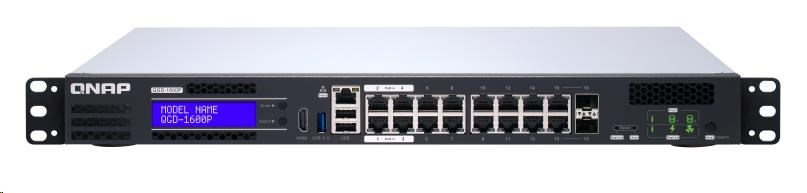 QNAP QGD-1600P-8G (4C/Celeron J4115/1,8-2,5GHz/8GBRAM/2xSATA/14xGbE/2xGbE+SFP/1xUSB3.0/2xUSB2.0/2xPCIe/1xHDMI/PoE)