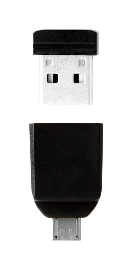 VERBATIM Flash Disk 16GB Store 'n' Stay NANO + micro USB OTG adaptér, USB 2.0, černá