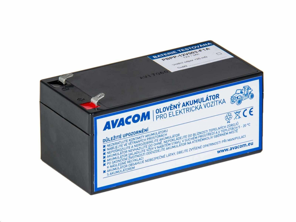 AVACOM Náhradní baterie (olověný akumulátor) 12V 3Ah do vozítka Peg Pérego F1