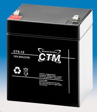 Baterie - CTM CT 12-5 (12V/5Ah - Faston 187), životnost 5let