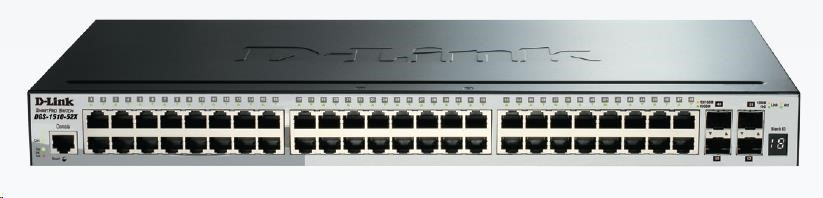 D-Link DGS-1510-52X 52-Port Gigabit Stackable Smart Managed Switch, 48x gigabit RJ45, 4x 10G SFP+