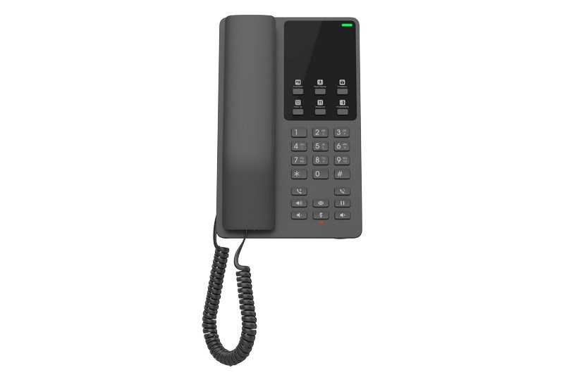 Grandstream GHP621, hotelový VoIP telefon, 2 linky, 2 SIP účty, PoE, 1x RJ45, HD Audio, 3 cestná konference, Černý