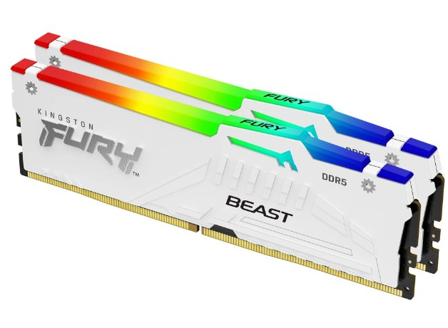 KINGSTON DIMM DDR5 64GB (Kit of 2) 6000MT/s CL40 FURY Beast Bílá RGB XMP