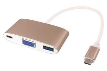 PREMIUMCORD Převodník USB3.1 na VGA + USB3.0 + PD