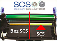 Unikátní technologie SCS - sekundární čištění zobrazovacího válce od zbytkového toneru